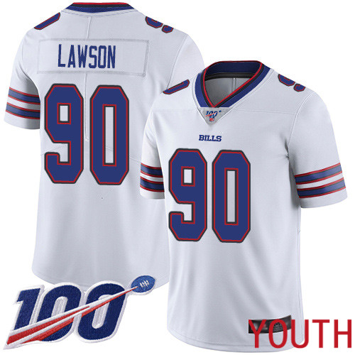 Youth Buffalo Bills 90 Shaq Lawson White Vapor Untouchable Limited Player 100th Season NFL Jersey
